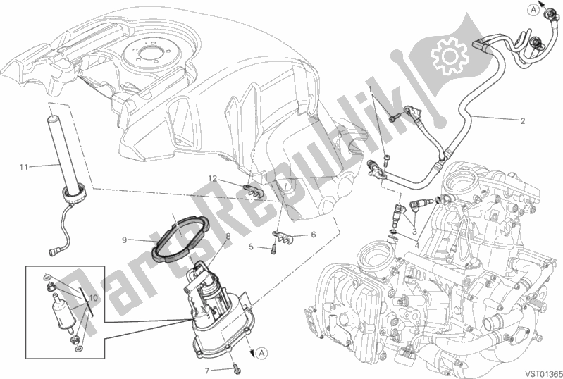 Alle onderdelen voor de Benzine Pomp van de Ducati Diavel FL Thailand 1200 2018